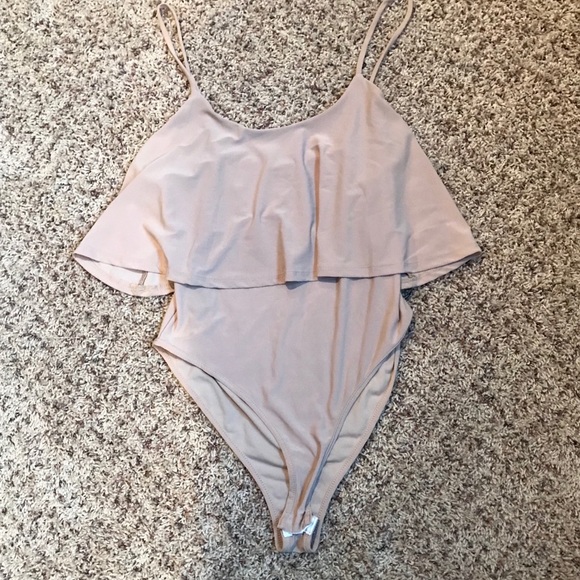 Forever 21 Tops - Nude Ruffle Body Suit
